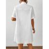 imageBsubseach Swimsuit Cover Up for Women Short Sleeve Button Down Blouse Bathing Suit Cover Ups Cotton Beach Shirt DressWhite