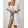 imageBsubseach Swimsuit Cover Up for Women Short Sleeve Button Down Blouse Bathing Suit Cover Ups Cotton Beach Shirt DressWhite