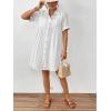 imageBsubseach Swimsuit Cover Up for Women Short Sleeve Button Down Blouse Bathing Suit Cover Ups Cotton Beach Shirt DressWhite