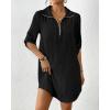 imageBsubseach Swimsuit Coverup for Women 34 Sleeve Bathing Suit Cover Up Polo Shirt Beach Dress Vacation OutfitsBlack