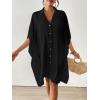 imageBsubseach Swimsuit Coverup for Women Lapel Collar Bathing Suit Cover Up for Swimwear Button Down Beach Shirt DressesBlack