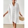 imageBsubseach Swimsuit Coverup for Women Lapel Collar Bathing Suit Cover Up for Swimwear Button Down Beach Shirt DressesWhite