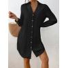 imageBsubseach Swimsuit Coverup for Women Long Sleeve Bathing Suit Cover Up Blouse Button Down Shirt Dress Beach Vacation ClothesBlack