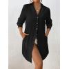 imageBsubseach Swimsuit Coverup for Women Long Sleeve Bathing Suit Cover Up Blouse Button Down Shirt Dress Beach Vacation ClothesBlack