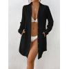 imageBsubseach Swimsuit Coverup for Women Long Sleeve Bathing Suit Cover Up Blouse Button Down Shirt Dress Beach Vacation ClothesBlack