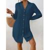 imageBsubseach Swimsuit Coverup for Women Long Sleeve Bathing Suit Cover Up Blouse Button Down Shirt Dress Beach Vacation ClothesNavy Blue