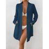 imageBsubseach Swimsuit Coverup for Women Long Sleeve Bathing Suit Cover Up Blouse Button Down Shirt Dress Beach Vacation ClothesNavy Blue