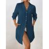 imageBsubseach Swimsuit Coverup for Women Long Sleeve Bathing Suit Cover Up Blouse Button Down Shirt Dress Beach Vacation ClothesNavy Blue