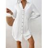 imageBsubseach Swimsuit Coverup for Women Long Sleeve Bathing Suit Cover Up Blouse Button Down Shirt Dress Beach Vacation ClothesWhite