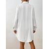 imageBsubseach Swimsuit Coverup for Women Long Sleeve Bathing Suit Cover Up Blouse Button Down Shirt Dress Beach Vacation ClothesWhite