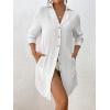 imageBsubseach Swimsuit Coverup for Women Long Sleeve Bathing Suit Cover Up Blouse Button Down Shirt Dress Beach Vacation ClothesWhite