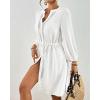 imageBsubseach Swimsuit Coverup for Women V Neck Bathing Suit Cover Up with Pocket Drawstring Button Down Beach Shirt DressesWhite