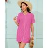 imageBsubseach Terry Cloth Cover Up  Women 2025 Zipper Swimsuit Coverup Hooded Swim Robes Beach Coverups with PocketsRose Red
