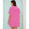 imageBsubseach Terry Cloth Cover Up  Women 2025 Zipper Swimsuit Coverup Hooded Swim Robes Beach Coverups with PocketsRose Red