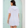imageBsubseach Terry Cloth Cover Up  Women 2025 Zipper Swimsuit Coverup Hooded Swim Robes Beach Coverups with PocketsWhite