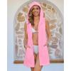 imageBsubseach Terry Cloth Cover Up  Women Hooded Swimsuit Coverup Zipper Beach Coverups Sleeveless Swim Robes with PocketsPink