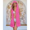 imageBsubseach Terry Cloth Cover Up  Women Hooded Swimsuit Coverup Zipper Beach Coverups Sleeveless Swim Robes with PocketsRose Red