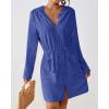 imageBsubseach Terry Cloth Cover Up  Women Zip Up Long Sleeve Swimsuit Coverup Hooded Bath Robes with PocketsBlue