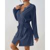 imageBsubseach Terry Cloth Cover Up  Women Zip Up Long Sleeve Swimsuit Coverup Hooded Bath Robes with PocketsNavy Blue