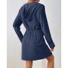 imageBsubseach Terry Cloth Cover Up  Women Zip Up Long Sleeve Swimsuit Coverup Hooded Bath Robes with PocketsNavy Blue