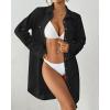 imageBsubseach Terry Cloth Swim Cover Up for Women Cotton Bathing Suit Coverup Button Down Beach Shirt Robes with PocketsBlack