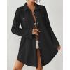 imageBsubseach Terry Cloth Swim Cover Up for Women Cotton Bathing Suit Coverup Button Down Beach Shirt Robes with PocketsBlack