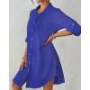imageBsubseach Terry Cloth Swim Cover Up for Women Cotton Bathing Suit Coverup Button Down Beach Shirt Robes with PocketsBlue