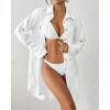 imageBsubseach Terry Cloth Swim Cover Up for Women Cotton Bathing Suit Coverup Button Down Beach Shirt Robes with PocketsWhite