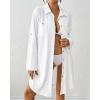 imageBsubseach Terry Cloth Swim Cover Up for Women Cotton Bathing Suit Coverup Button Down Beach Shirt Robes with PocketsWhite