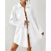 imageBsubseach Terry Cloth Swim Cover Up for Women Cotton Bathing Suit Coverup Button Down Beach Shirt Robes with PocketsWhite
