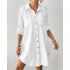 imageBsubseach Terry Cloth Swim Cover Up for Women Cotton Bathing Suit Coverup Button Down Beach Shirt Robes with PocketsWhite