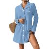 imageBsubseach Terry Cloth Swim Cover Up for Women Swimsuit Coverup Long Sleeve Button Down Bathing Suit Cover Ups with PocketsHaze Blue
