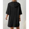 imageBsubseach Terry Cloth Swim Coverup  Women Long Sleeve Hooded Swimsuit Coverup Zipper Beach Coverups Robes with PocketsBlack