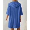 imageBsubseach Terry Cloth Swim Coverup  Women Long Sleeve Hooded Swimsuit Coverup Zipper Beach Coverups Robes with PocketsBlue