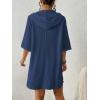 imageBsubseach Terry Cloth Swim Coverup  Women Long Sleeve Hooded Swimsuit Coverup Zipper Beach Coverups Robes with PocketsNavy Blue