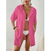 imageBsubseach Terry Cloth Swim Coverup  Women Long Sleeve Hooded Swimsuit Coverup Zipper Beach Coverups Robes with PocketsRose Red
