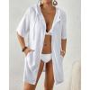 imageBsubseach Terry Cloth Swim Coverup  Women Long Sleeve Hooded Swimsuit Coverup Zipper Beach Coverups Robes with PocketsWhite
