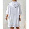imageBsubseach Terry Cloth Swim Coverup  Women Long Sleeve Hooded Swimsuit Coverup Zipper Beach Coverups Robes with PocketsWhite