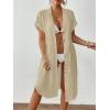 imageBsubseach Women 2025 Swimsuit Coverup Button Bathing Suit Cover Ups Short Sleeve Shirt Cover Up Dress Beach DressApricot