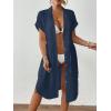 imageBsubseach Women 2025 Swimsuit Coverup Button Bathing Suit Cover Ups Short Sleeve Shirt Cover Up Dress Beach DressNavy Blue
