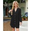 imageBsubseach Women Beach Cover Ups V Neck Button Down Swimsuit Coverup Summer Swim Long Sleeve Cover Up DressBlack