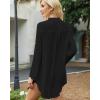 imageBsubseach Women Beach Cover Ups V Neck Button Down Swimsuit Coverup Summer Swim Long Sleeve Cover Up DressBlack