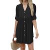 imageBsubseach Women Beach Cover Ups V Neck Button Down Swimsuit Coverup Summer Swim Long Sleeve Cover Up DressBlack