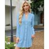 imageBsubseach Women Beach Cover Ups V Neck Button Down Swimsuit Coverup Summer Swim Long Sleeve Cover Up DressLight Blue