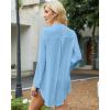imageBsubseach Women Beach Cover Ups V Neck Button Down Swimsuit Coverup Summer Swim Long Sleeve Cover Up DressLight Blue