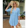 imageBsubseach Women Beach Cover Ups V Neck Button Down Swimsuit Coverup Summer Swim Long Sleeve Cover Up DressLight Blue