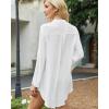 imageBsubseach Women Beach Cover Ups V Neck Button Down Swimsuit Coverup Summer Swim Long Sleeve Cover Up DressWhite