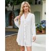 imageBsubseach Women Beach Cover Ups V Neck Button Down Swimsuit Coverup Summer Swim Long Sleeve Cover Up DressWhite