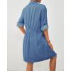imageBsubseach Women Denim Shirt Dress Long Sleeve Button Down Casual Shirt Dresses with PocketsDeep Blue