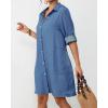imageBsubseach Women Denim Shirt Dress Long Sleeve Button Down Casual Shirt Dresses with PocketsDeep Blue